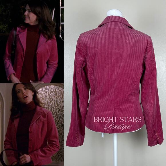 Rare Pink Corduroy Blazer Jacket ASO Lorelai Gilmore Girls Bright Colorful - Picture 2 of 16